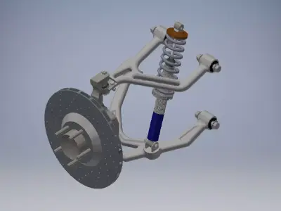 Front double wishbone car suspension 3D model