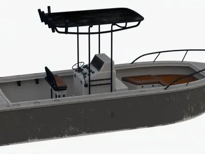 4K Small Aluminium Boat Low-poly 3D model