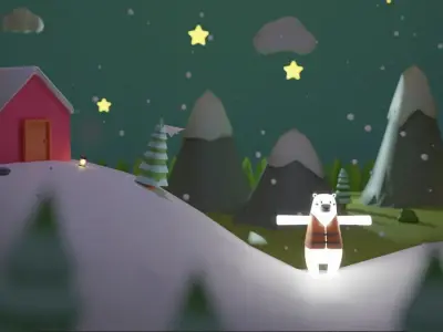 Low Poly Polar Bear with a life jacket Low-poly 3D model