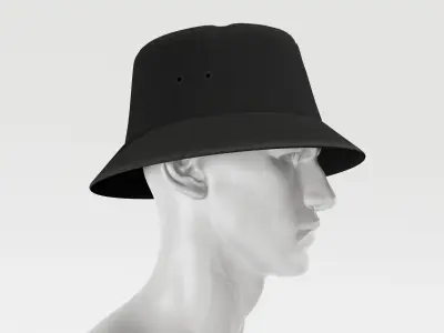 Bucket Hat - Black PBR 4K Low-poly 3D model