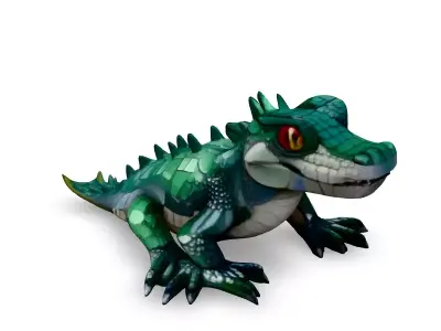 Stylized Cartoon Crocodile 3D Model Low-poly 3D model