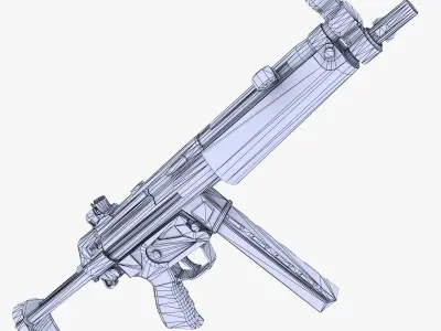 MP5 Submachine Gun 2 Low-poly 3D model