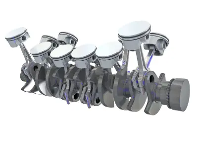 Animated V12 Engine Cylinders 3D model