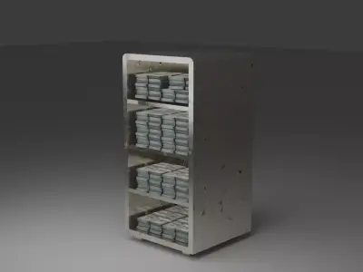 Rusty Steel Safe with Cash Interior Game Ready 3D Asset 3D model