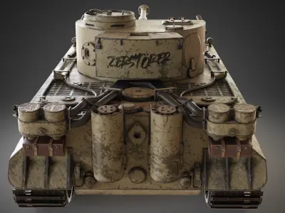 WW2 German Tiger tank Low-poly 3D model