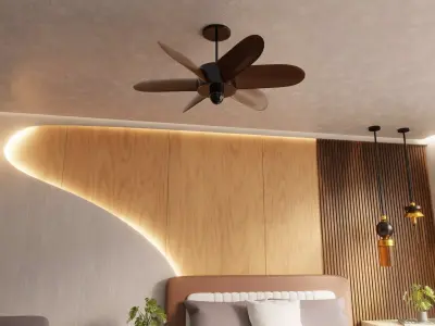 Modern Minimalist Bedroom Interior Free low-poly 3D model