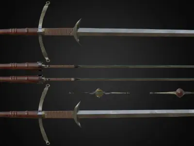 Two hands sword Zweihander Free low-poly 3D model