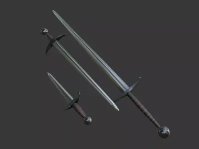 Realistic Medieval Game-Ready Swords Pack Low-poly 3D model