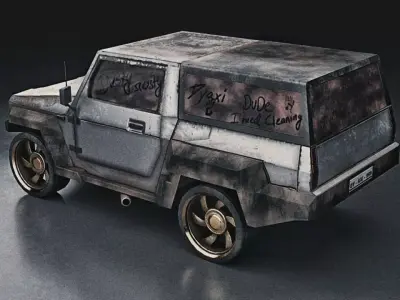 SUV with shiny wheels Low-poly 3D model