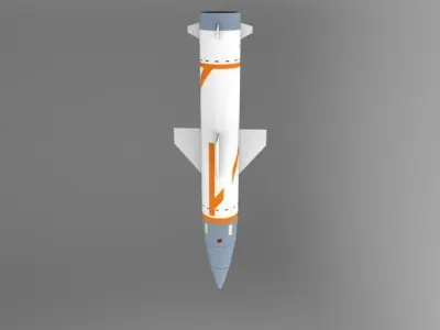 Missile orange and rocket 3D model