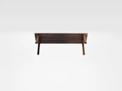 Simple Outdoor Wooden Bench Minimal Park Seating Free low-poly 3D model