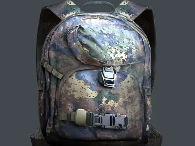 Backpack military combat Black baggage Low-poly 3D model
