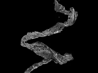 Animated water-liquid splash simulation - NO PLUGIN 3D model