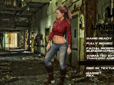 Zombie Hunter full rigged - game ready - animated Low-poly 3D model