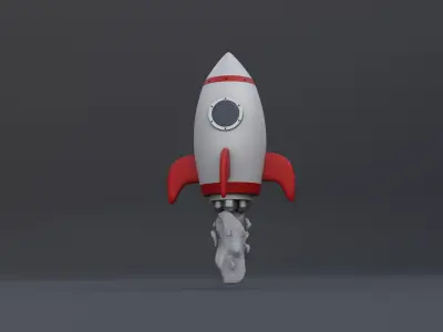 Cartoon Style Rocket Low-poly 3D model