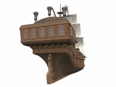 Pirate sailing ship black pearl 3D model