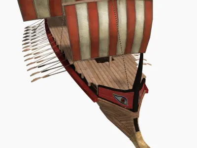 Low-poly Greek Trireme Low-poly 3D model