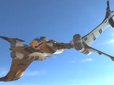 T-Fighter space superiority fighter Low-poly 3D model