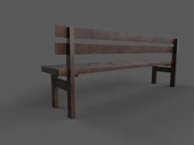 Old Wood Bench Low-poly 3D model shop
