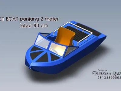 Jet Boat 2 meter and Water jet 100 mm 3D print model
