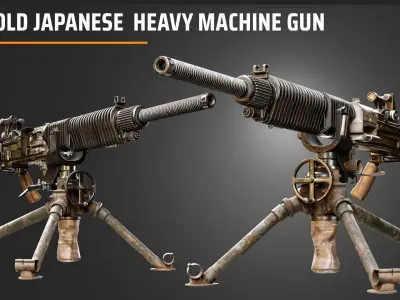 Old Japanese  Heavy Machine Gun 3D model