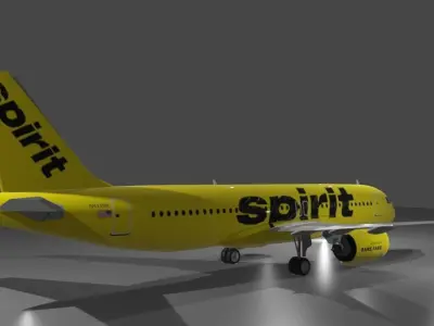 Spirit Airlines airbus  a320neo 3D model  Low-poly 3D model