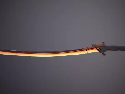 Sci-fi-Katana sword with orange handle Low-poly 3D model