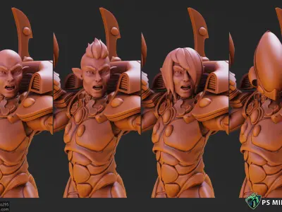 Space Elf Male Soldier Pose 2 - 8 Variants 3D print model