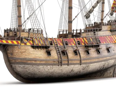 This 3D Galleon includes a fully detailed interior 02 3D model