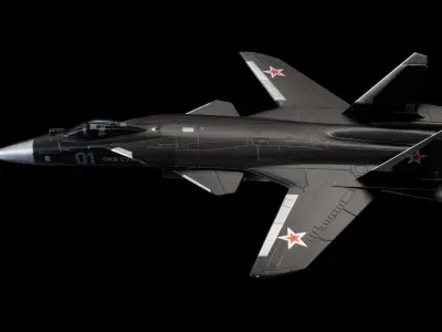 Sukhoi Su-47 Russian Strike Fighter Low-poly 3D model