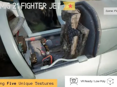 MiG 21 - Rigged and Animated - with Interior - M2 Low-poly 3D model