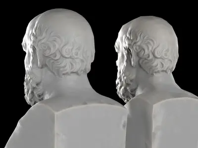 Socrates herm sculpture Low-poly 3D model