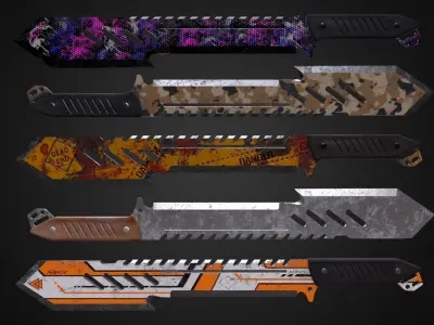 Machete knife Low-poly 3D model