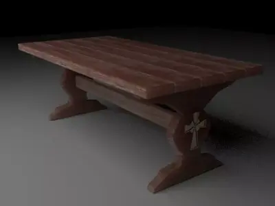 wooden table Free 3D model 2