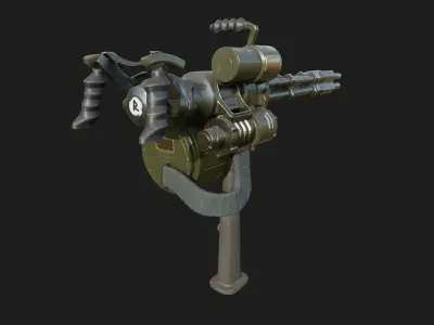 Minigun M134 low-poly 3d model Low-poly 3D model