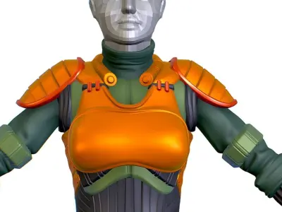 Subdivision 3D Woman Military Costume Armor Low-poly 3D model