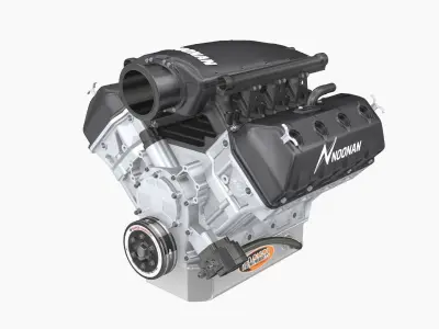 Noonan HEMI 4-8 billet engine Low-poly 3D model
