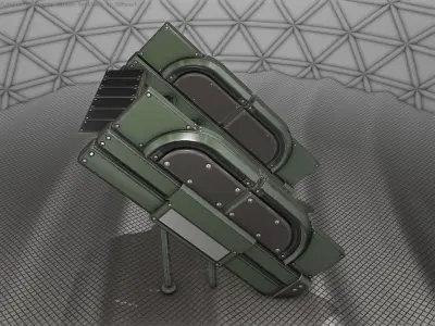 Sci-Fi Stairs - 24 - Green Version Low-poly 3D model