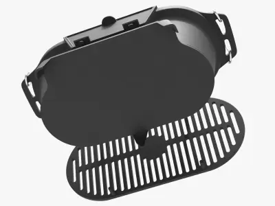 Open Cast Iron Grill with Burning Coals 3D model