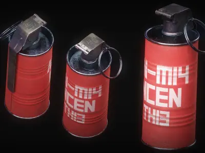 Hand Grenade Pack Game Asset Low-poly 3D model