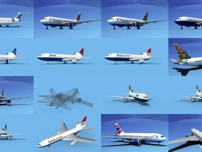 39 British Airways Jetliners 3D Model Collection