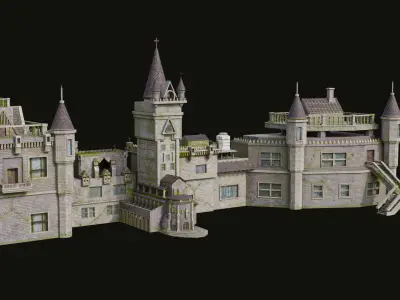 Old Haunted Castle PBR Unity Unreal Engine Textures Included Low-poly 3D model
