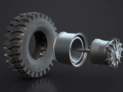 Off-Road Electric-Motor Wheel 3D model