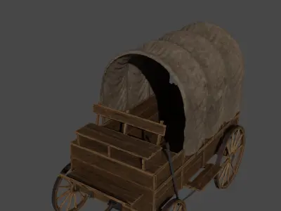 Medieval Wooden Old Cart 3D model