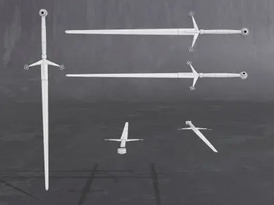 medieval scottish claymore - two-handed sword - PBR 3D model Low-poly 3D model