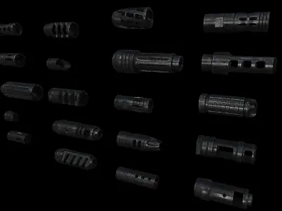 Assault Rifle Muzzle Brake Collection 1 Low-poly 3D model