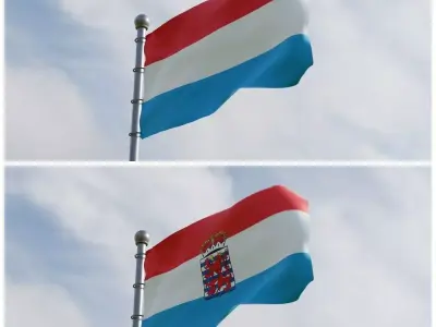 Animated Luxembourg Flags 3D model