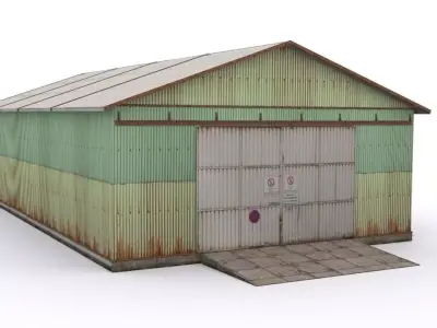 Hangar-1 shed Low-poly 3D model