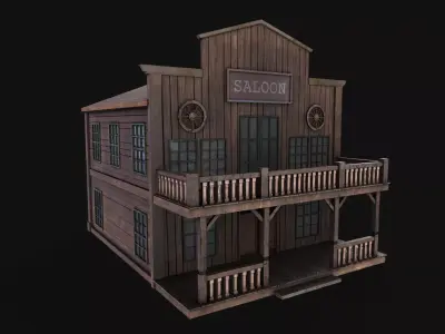 Western Saloon Low-poly 3D model