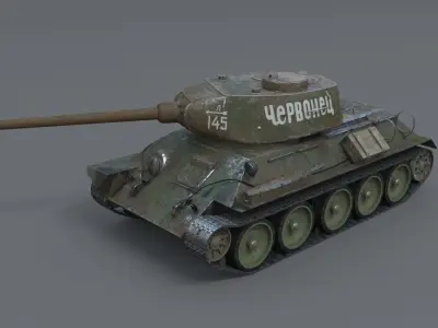 T-34-85 - damaged version 3D model